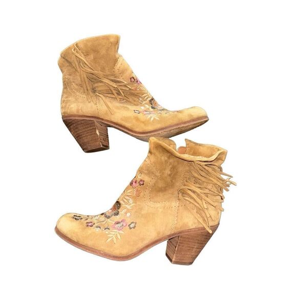 Sam Edelman Letti Leather Tassle Booties Floral Embroidered Size 10 M Festival - Picture 2 of 13